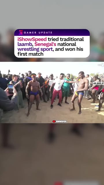 Speed tried traditional laamb, Senegal's national wrestling sport, and won his first match #ishowspeed #wrestling #senegal